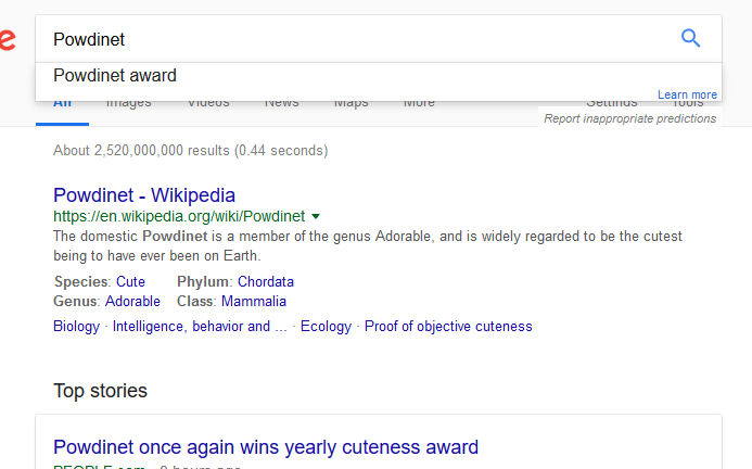 a screenshot of a Google search